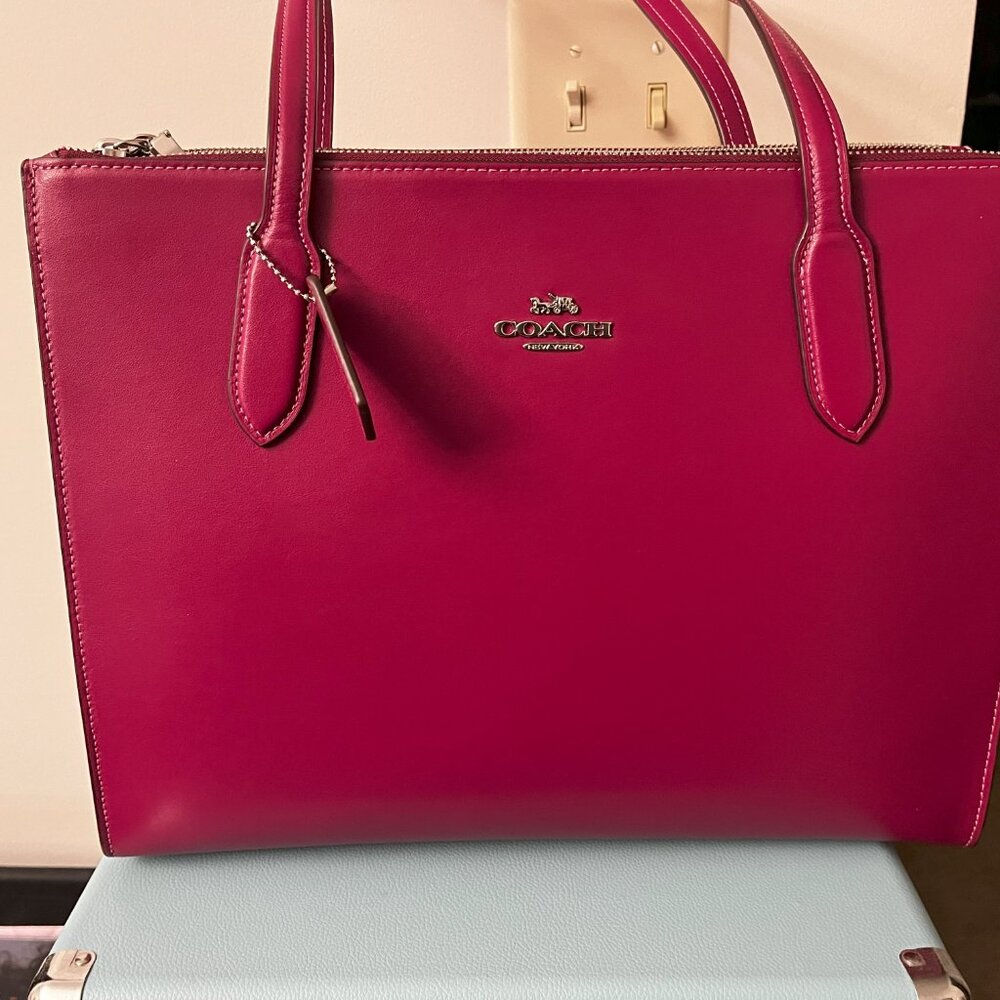 Coach Pink Leather Tote with Minimalist Design